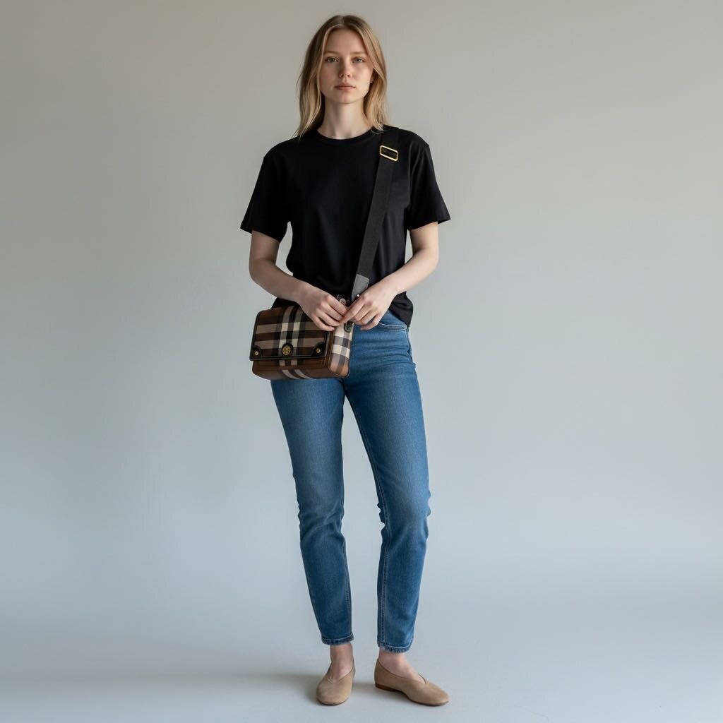 Burberry Nova Giant Check E-Canvas Crossbody Bag Dark Birch