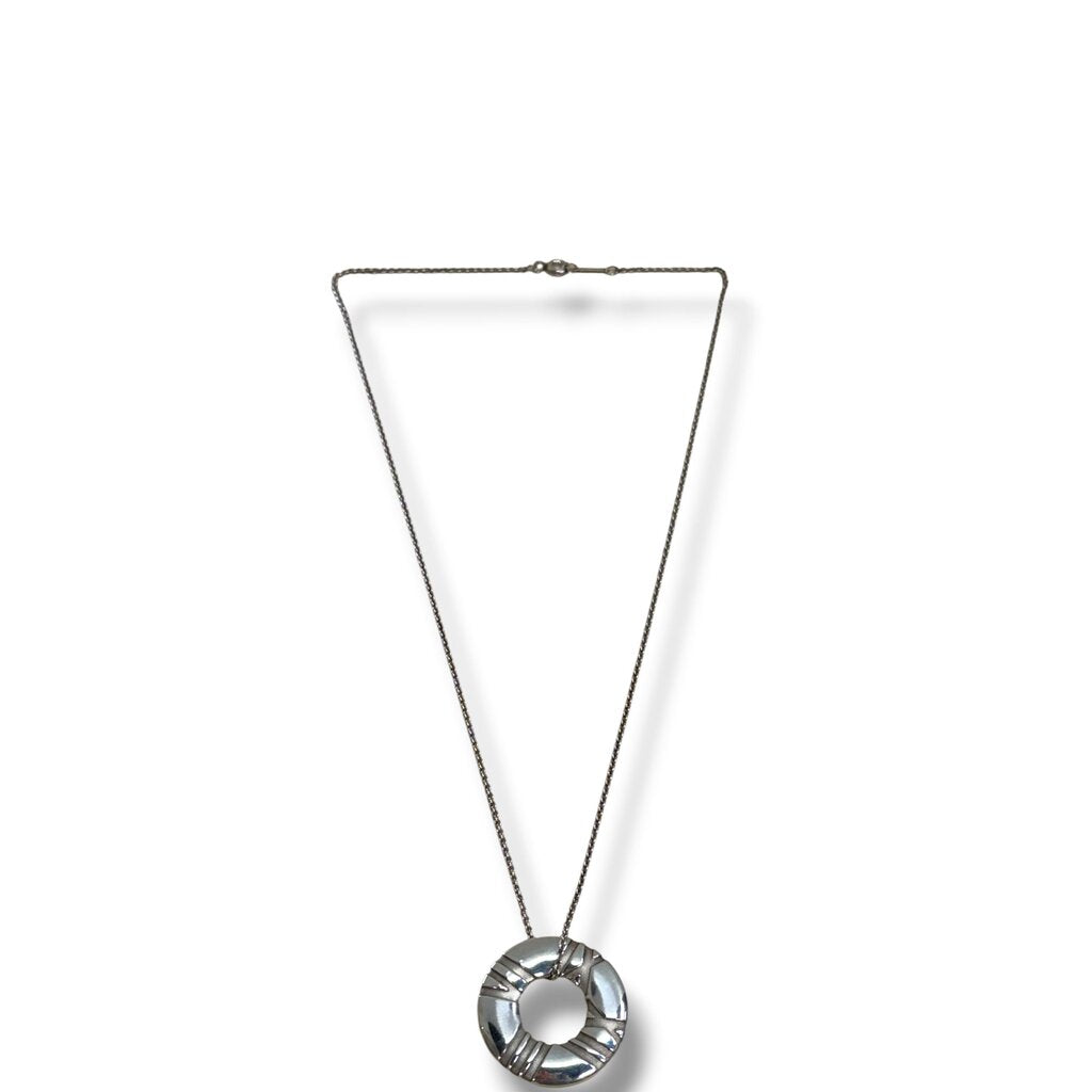 Tiffany & Co Atlas Sterling Silver Roman Numeral Necklace Silver