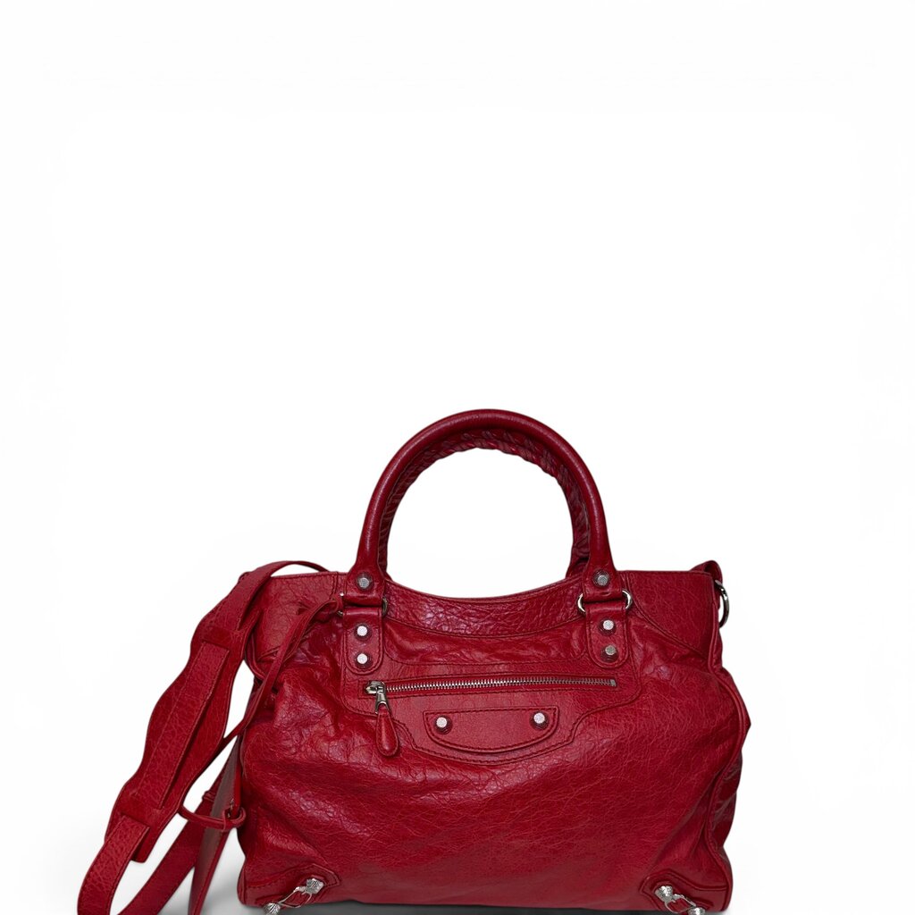 Balenciaga Leather Motocross Classic City Handbag Red – Urban Exchange