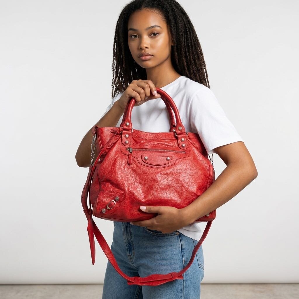 Balenciaga Leather Motocross Classic City Handbag Red – Urban Exchange