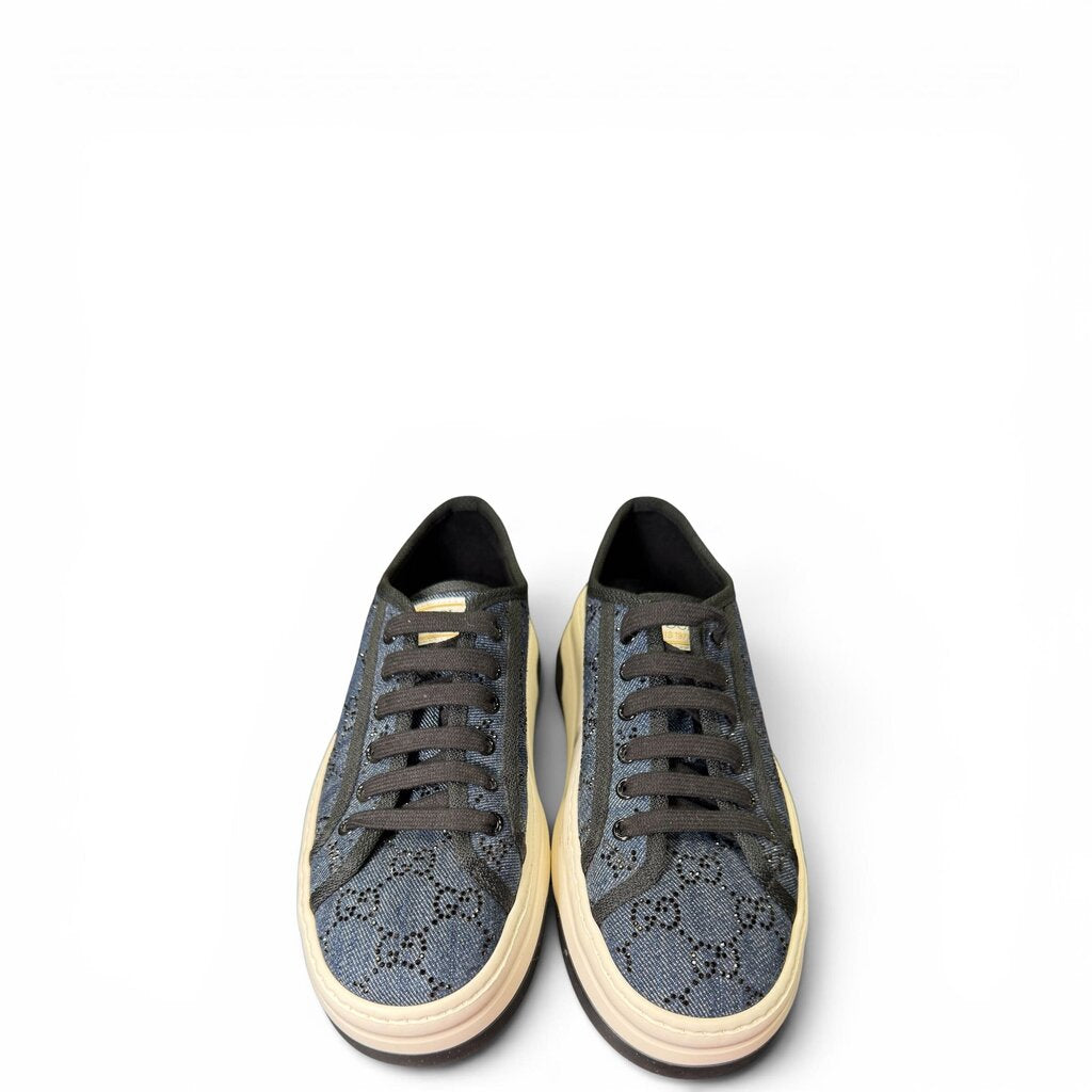 Gucci Denim Crystal GG Monogram Sneakers Denim 39 – Urban Exchange