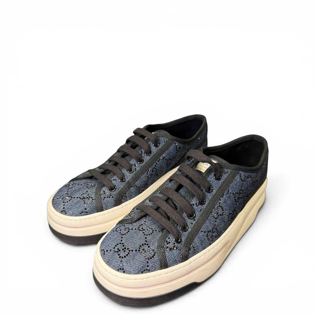 Gucci Denim Crystal GG Monogram Sneakers Denim 39 – Urban Exchange