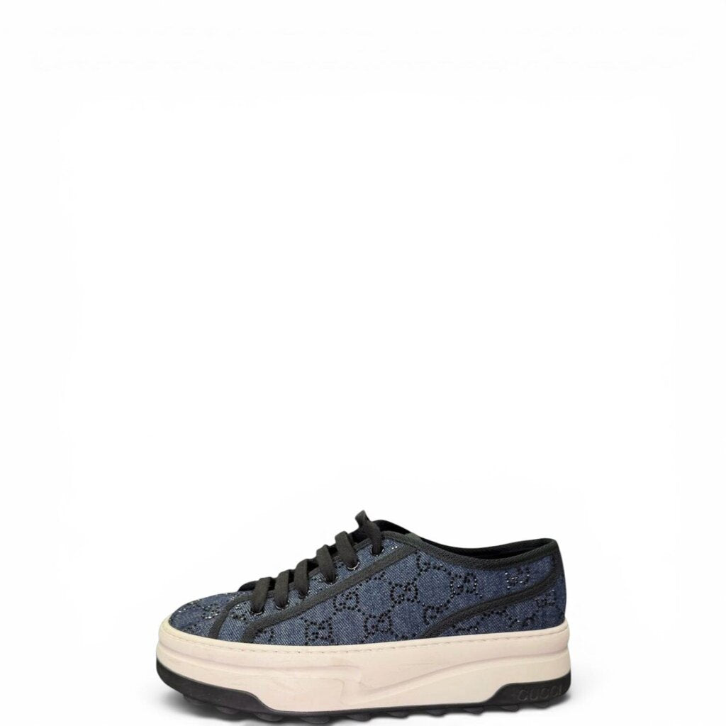 Gucci Denim Crystal GG Monogram Sneakers Denim 39 – Urban Exchange