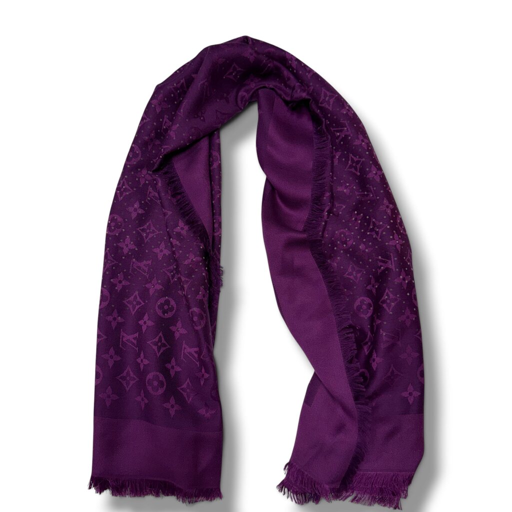 Louis Vuitton LV Silk Wool Blend Dot Scarf Shawl Purple – Urban