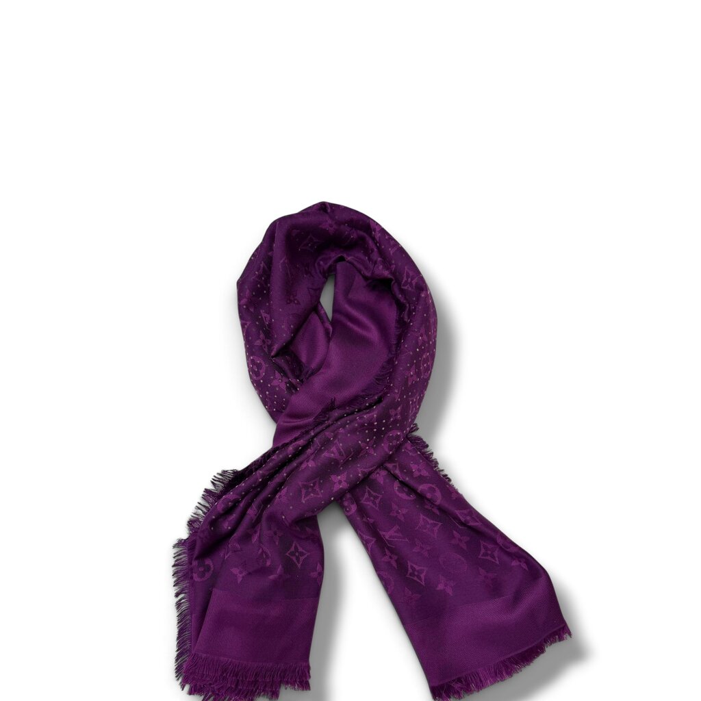 H*y様 Louis Vuitton パープル ストール Louis Vuitton LV Silk Wool Blend Dot Scarf Shawl Purple – Urban