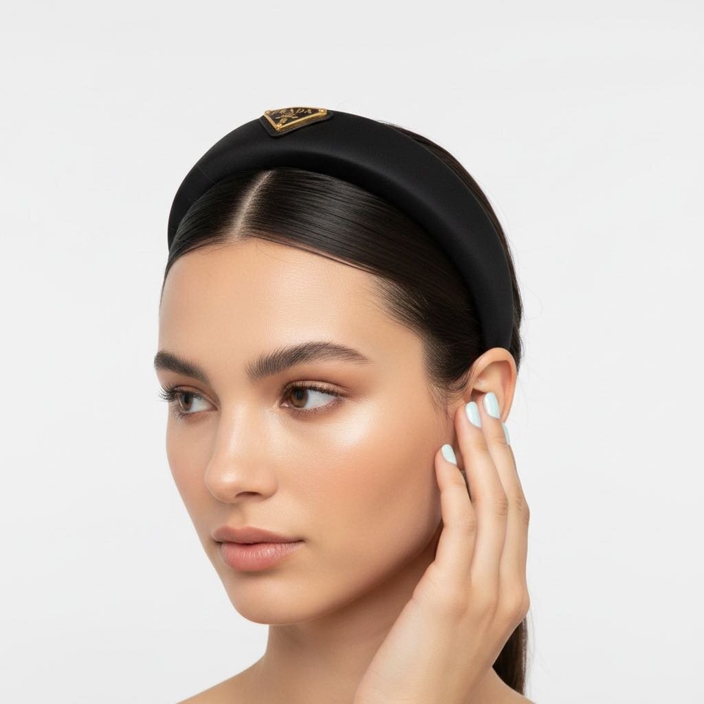 Prada Re-Nylon Gold Logo Headband Black – Urban Exchange
