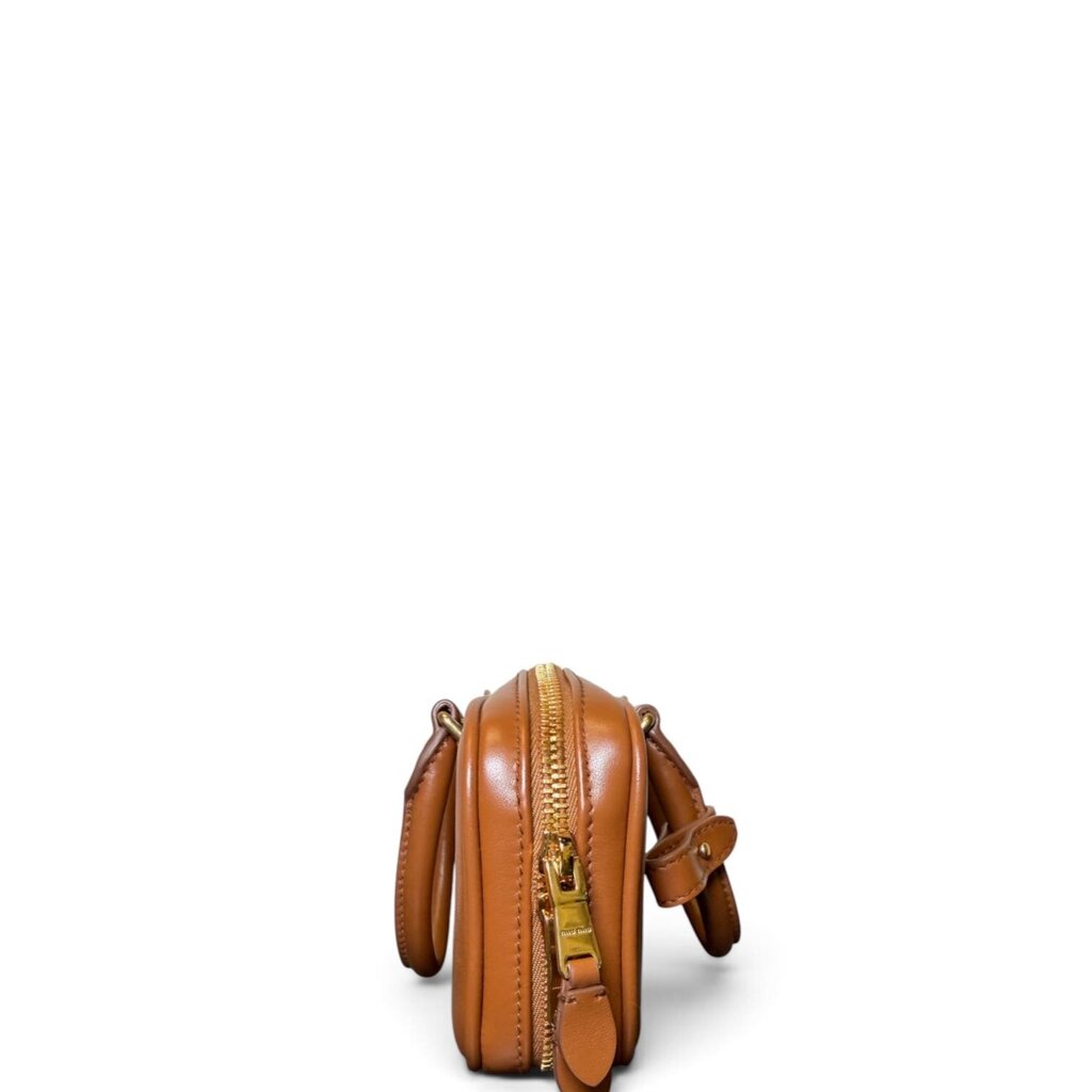 Miu Miu Calfskin Arcadie Top Handle Crossbody Handbag Cognac Mini