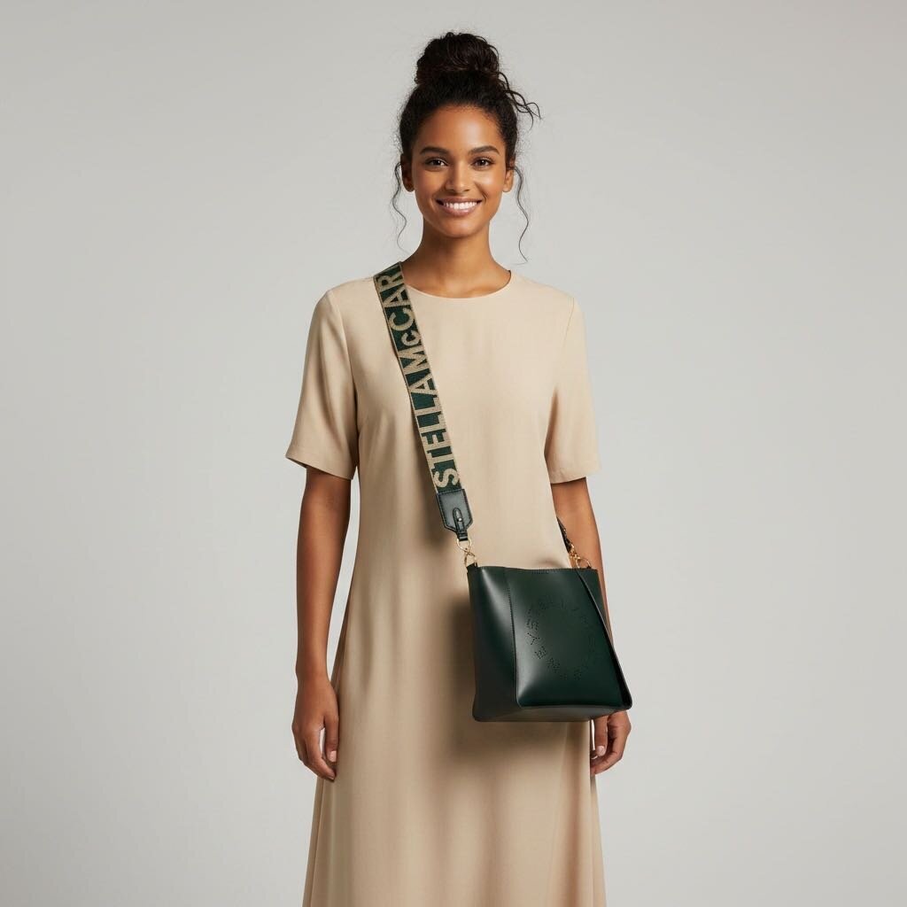 Stella McCartney Eco Alter Nappa Perforated Logo Crossbody Olive