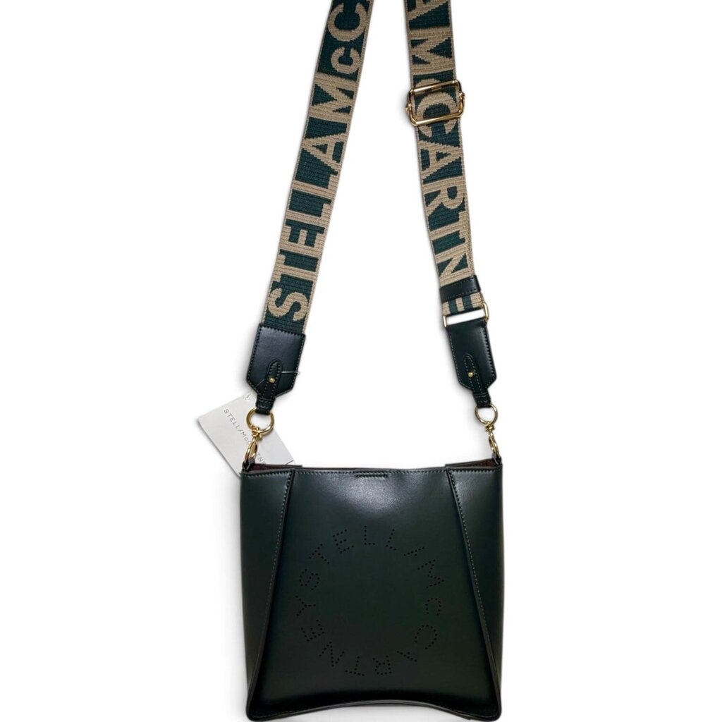 Stella McCartney Eco Alter Nappa Perforated Logo Crossbody Olive